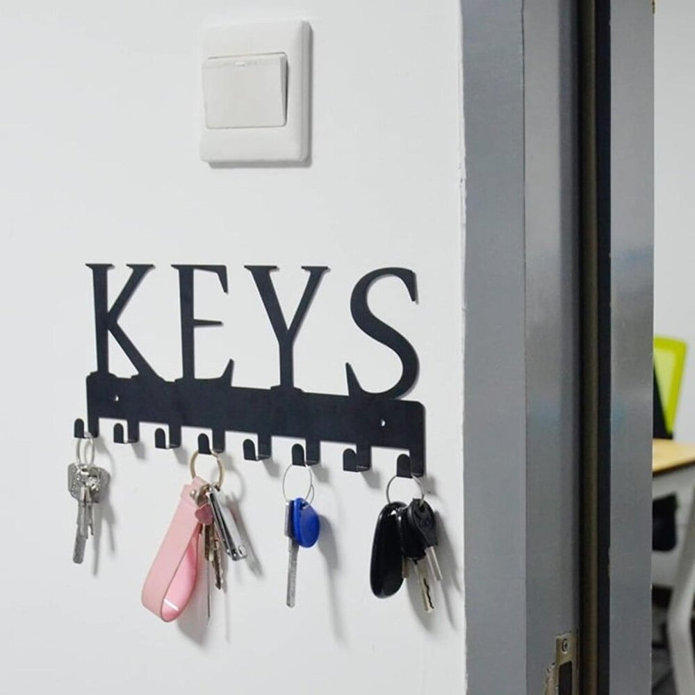New Metal Key Holder, Key Holder Wall Mounted Key Hooks, Matte Black,11.4''